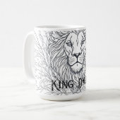 Mug Dessin Lion avec Fleurs Roi Papa, Père Boho (Devant gauche)