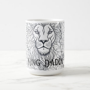 Mug Dessin Lion avec Fleurs Roi Papa, Père Boho