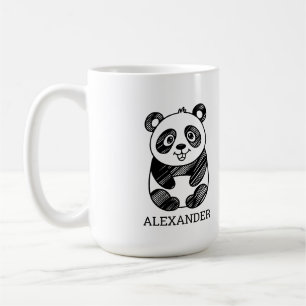 Mug Dessin minimaliste de panda mignon en noir et blan