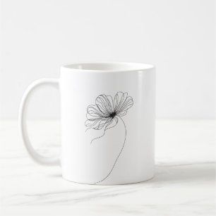 Mug Dessin minimaliste en ligne de fleurs