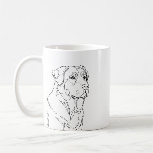 Mug Dessin minimaliste moderne d'un chien en ligne (Gauche)