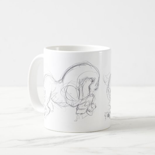 Mug Dessin original 3 Cheval Année Zodiac Anniversaire (Devant gauche)