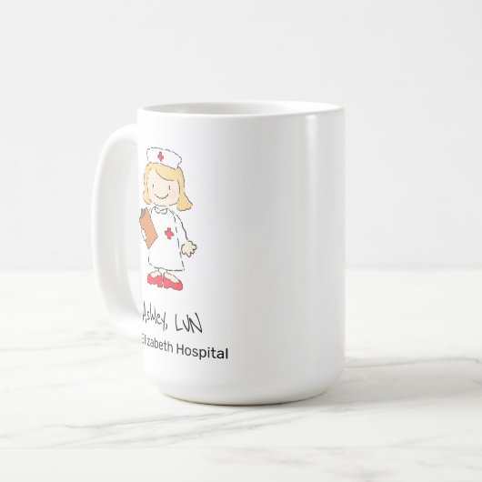 Mug Dessin personnalisé d'une infirmière (Devant gauche)