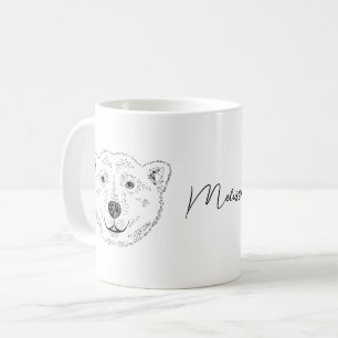 Mug Dessin simple de tête d'ours polaire au trait avec
