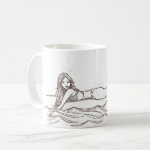 Mug Dessin simple et élégant de sirène Art Fantastique