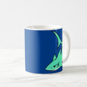 Mug dessin souriant requin menthe bleu vert océan anim (Devant droit)