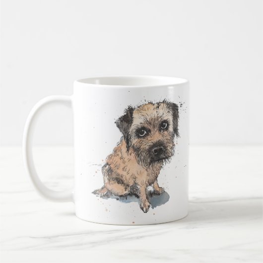 Mug Dessin Terrier frontalier, Fête des pères personna (Gauche)
