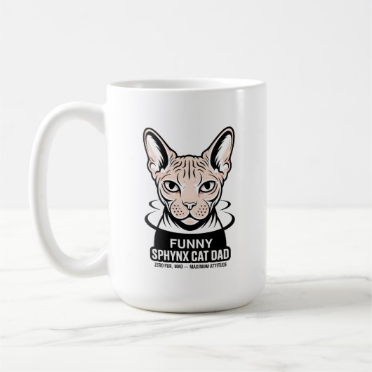 Mug Dessin vectoriel de papa de chat Sphynx drôle (Gauche)