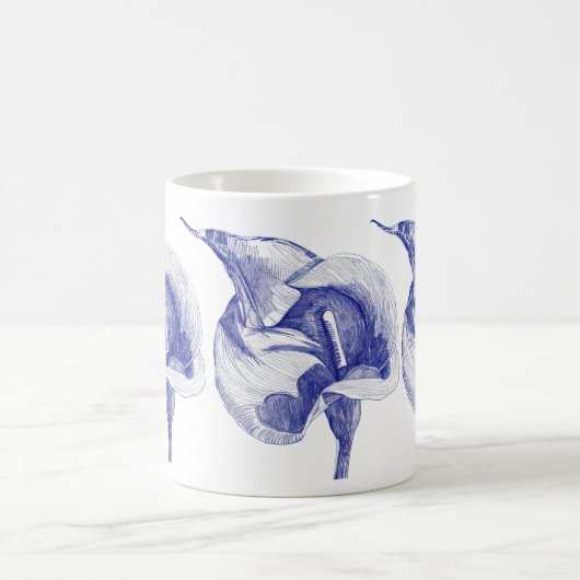 Mug Dessin vintage calla fleur illustrée (Centre)