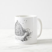 Mug Dessin vintage noir et blanc de ruche (Devant droit)