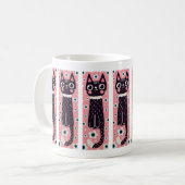 Mug Dessin Whimsical Quirky Doodé noir Chat (Devant gauche)