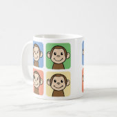 Mug Dessins animés avec 4 singes heureux (Devant gauche)