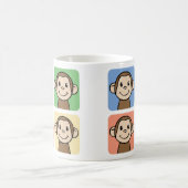 Mug Dessins animés avec 4 singes heureux (Centre)