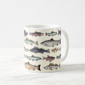 Mug Dessins de poisson vintages, motif sans soudure. (Devant droit)