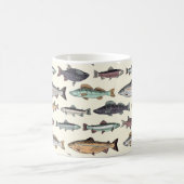 Mug Dessins de poisson vintages, motif sans soudure. (Centre)