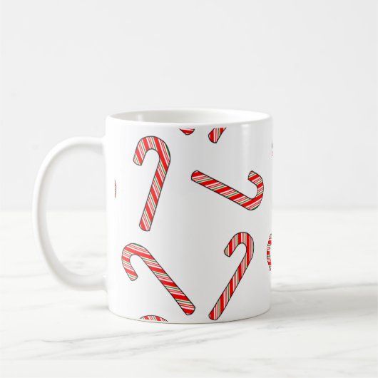 Mug Dessins De sucre de canne En Blanc Vert Rouge (Gauche)