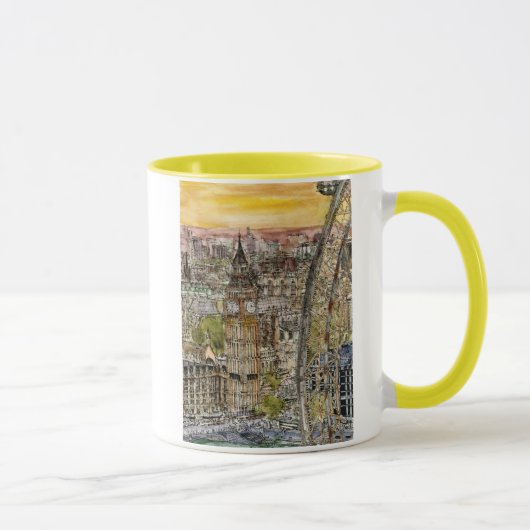 Mug Destinations | Aquarelle Big Ben & London Eye (Droite)