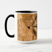 Mug Destinations - Compass Rose et carte du monde (Gauche)