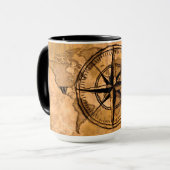 Mug Destinations - Compass Rose et carte du monde (Devant gauche)