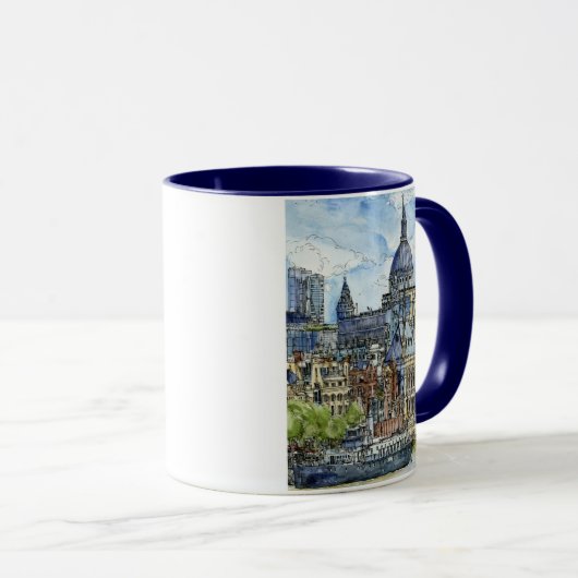 Mug Destinations | Watercolor River Thames Waterfront (Devant droit)