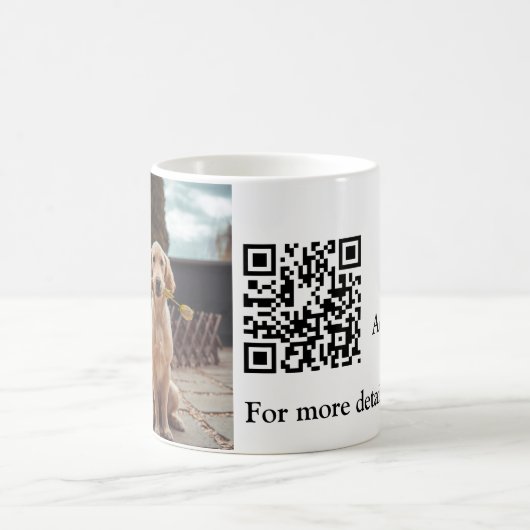 Mug Détails simples du nom de l'animal code QR ajouter (Centre)