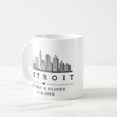 Mug DETROIT Skyline - Mariage personnalisé (Devant gauche)