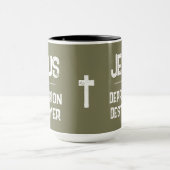 Mug Détruiseur de dépression Jésus Vert olive de l'arm (Centre)