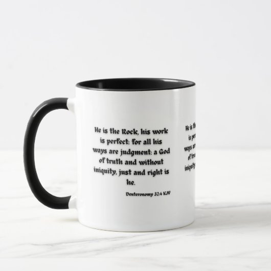 Mug Deutéronome 32:4 KJV Bible Écriture à deux tons (Gauche)