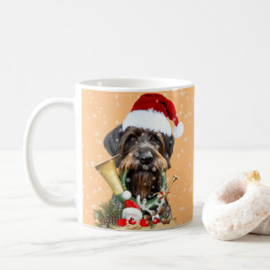 Mug Deutsch Drahthaar, Joyeux Noël ! Bouton magnétique