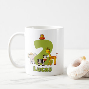 Mug Deux Animaux Sauvages de Safari 2ème Anniversaire