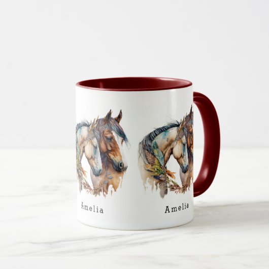 Mug Deux beaux chevaux Boho occidental (Devant droit)