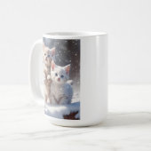 Mug Deux chatons aux yeux bleus jouant dans la neige (Devant gauche)