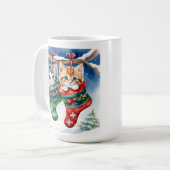 Mug Deux chatons en bas de Noël dans la neige (Devant gauche)