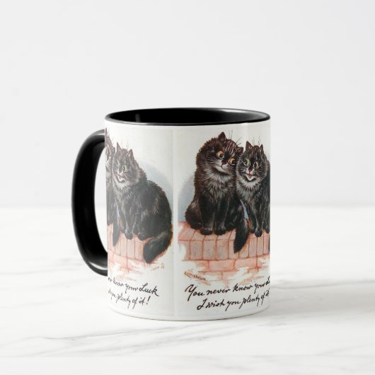 Mug Deux chats noirs chanceux peint par Louis Wain (Devant gauche)