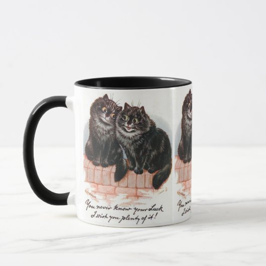 Mug Deux chats noirs chanceux peint par Louis Wain (Gauche)