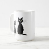 Mug Deux chats noirs Conception Musique (Devant gauche)