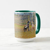 Mug Deux Chevaux de Peinture Pinto Jouant Équine Art D (Devant droit)