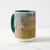 Mug Deux Chevaux de Peinture Pinto Jouant Équine Art D (Devant gauche)