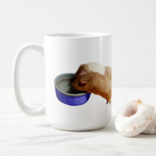 Mug Deux Chiens De Guinée Brown Et Blancs À Cheveux Do (Avec donut)