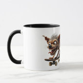 Mug Deux chiens fous en skateboards font la course. (Gauche)