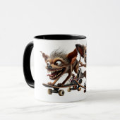 Mug Deux chiens fous en skateboards font la course. (Devant gauche)