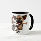 Mug Deux chiens fous en skateboards font la course. (Devant droit)