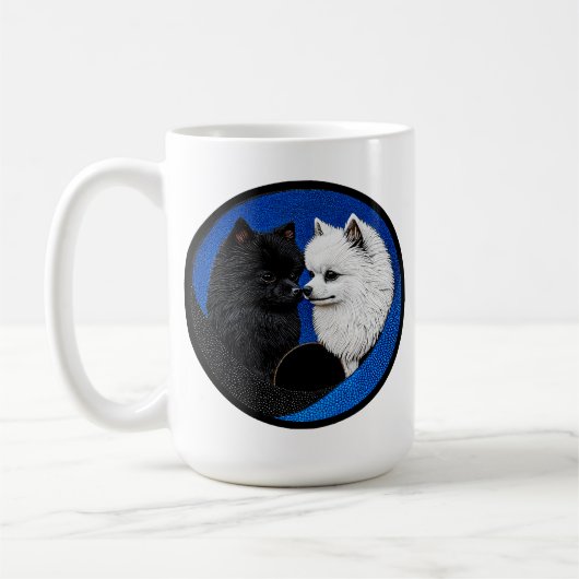 Mug Deux chiens spitz adorables (Gauche)