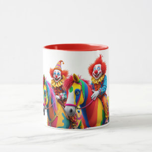 Mug Deux clowns rigolos sur leurs chevaux.