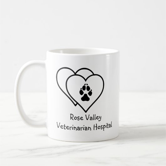Mug Deux Coeurs Aiment les animaux Empreinte personnal (Gauche)