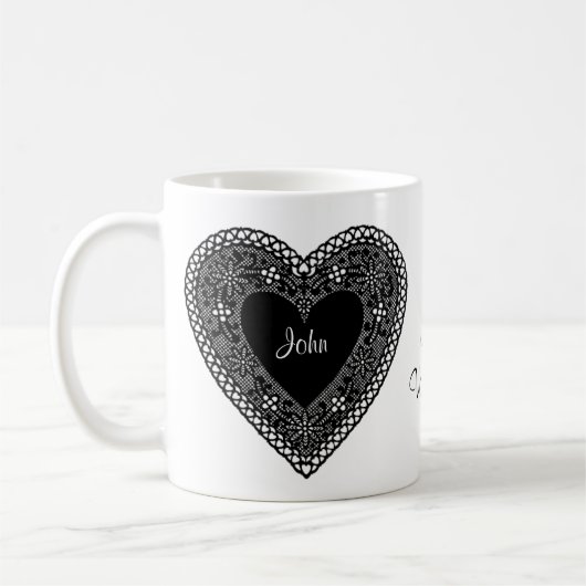 Mug Deux Coeurs-Deux Noms Soit Ma Valentine (Gauche)