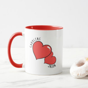 Mug Deux Cœurs Noms Personnalisés