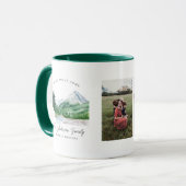 Mug Deux collages de photos | Monogramme du nom de fam (Devant gauche)