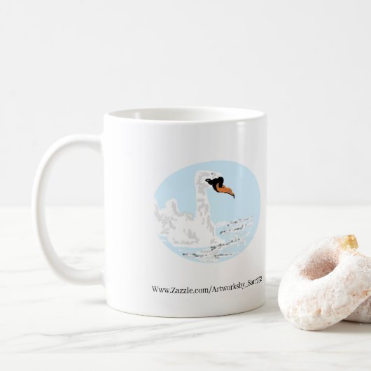Mug : Deux Cygnes Nager (Avec donut)