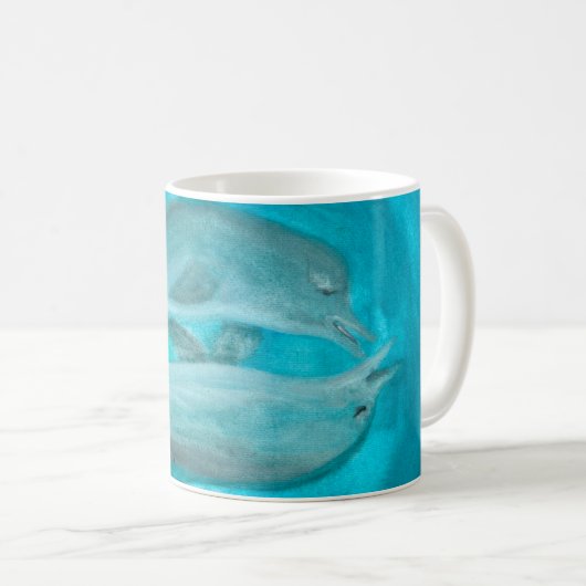 Mug Deux dauphins jouant sauvage et libre dans l'océan (Devant droit)
